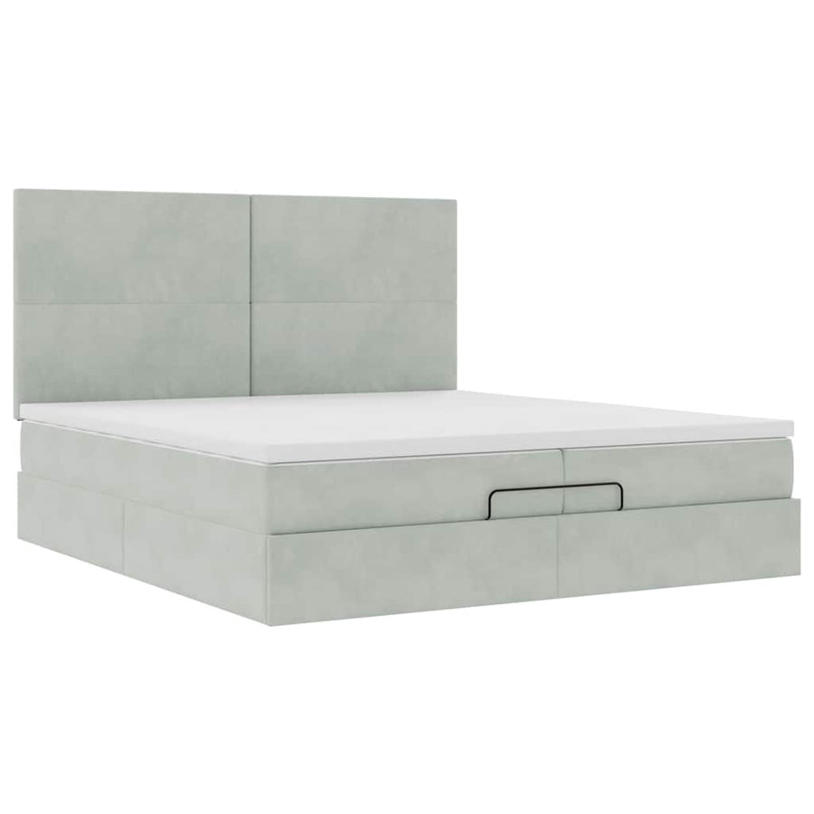 Ottoman bed met matrassen en LED's 200x200cm fluweel lichtgrijs