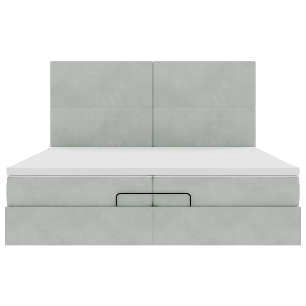 Ottoman bed met matrassen en LED's 200x200cm fluweel lichtgrijs