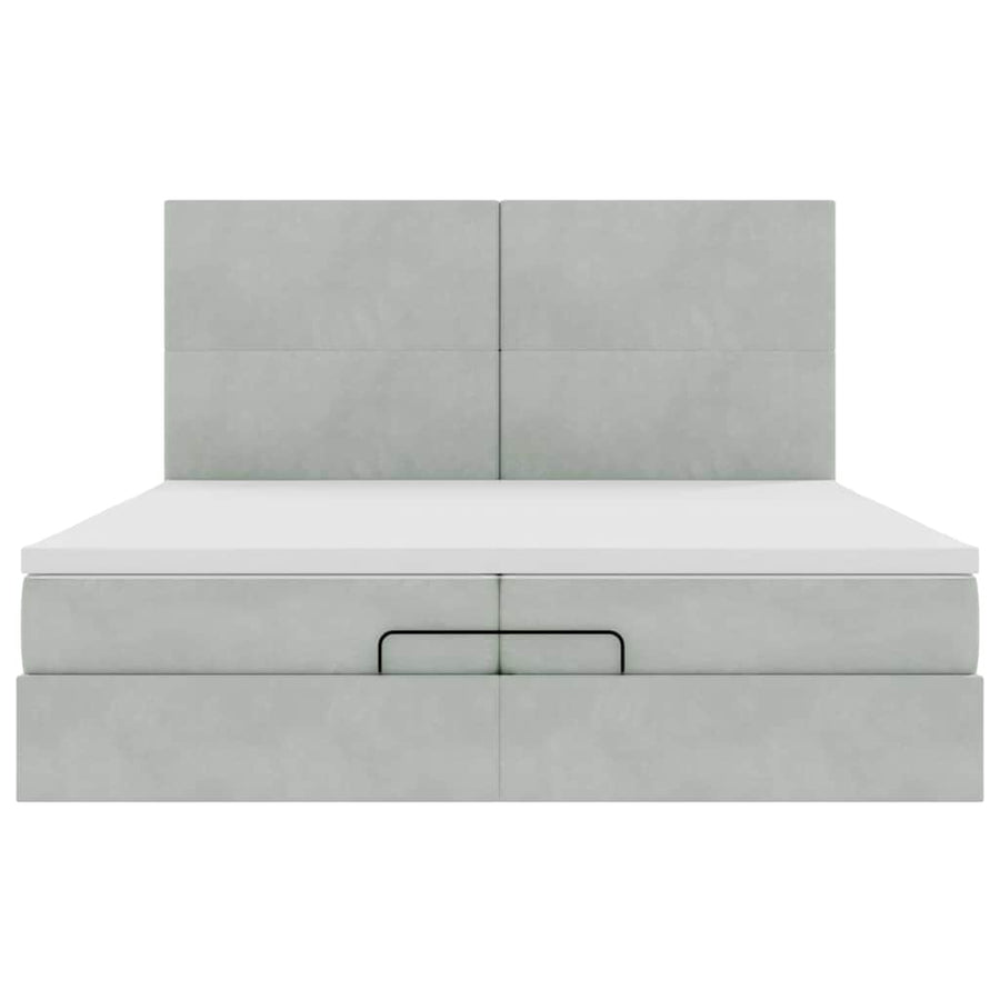 Ottoman bed met matrassen en LED's 200x200cm fluweel lichtgrijs