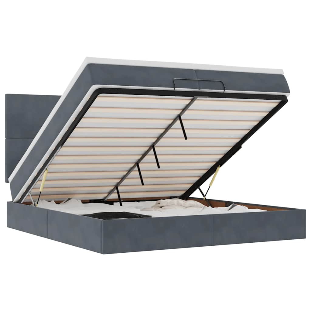 Ottoman bed met matrassen en LED's 200x200cm fluweel