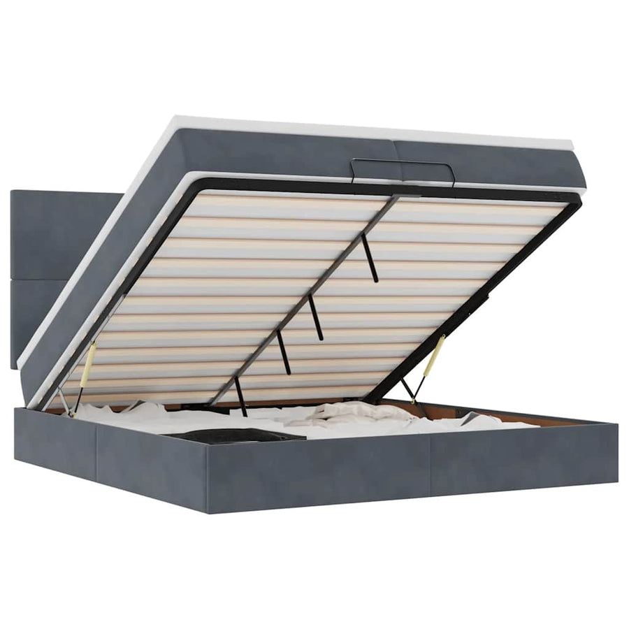 Ottoman bed met matrassen en LED's 200x200cm fluweel