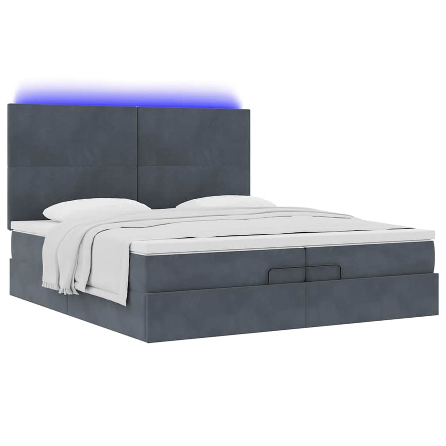 Ottoman bed met matrassen en LED's 200x200cm fluweel