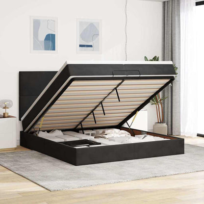 Ottoman bed met matrassen en LED's 200x200cm fluweel zwart