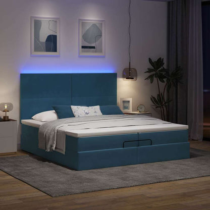 Bed Poef Met Matrassen En Leds Fluweel 200 x 200 cm Donkerblauw