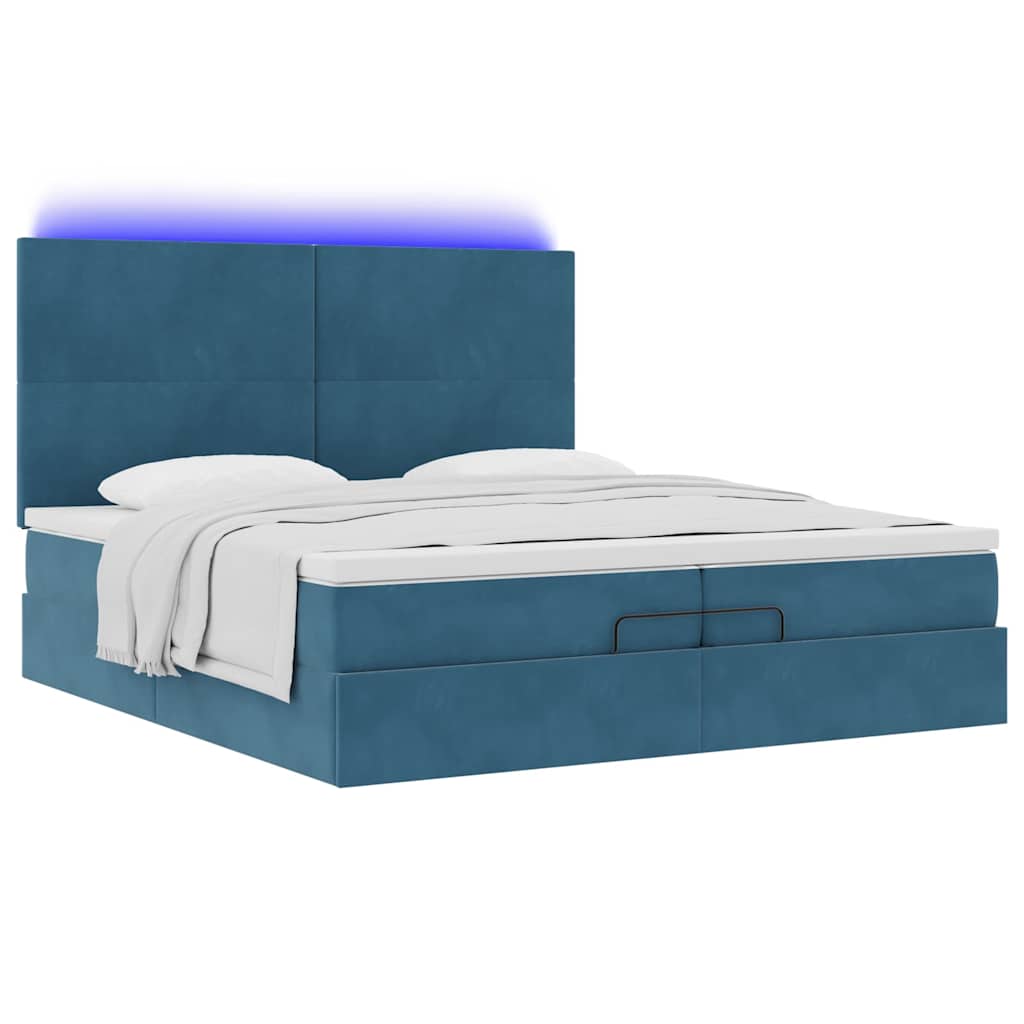 Bed Poef Met Matrassen En Leds Fluweel 200 x 200 cm Donkerblauw