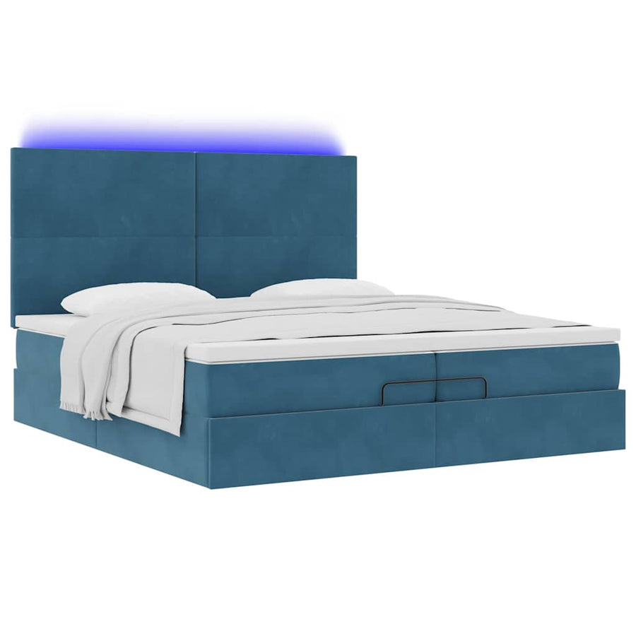 Bed Poef Met Matrassen En Leds Fluweel 200 x 200 cm Donkerblauw