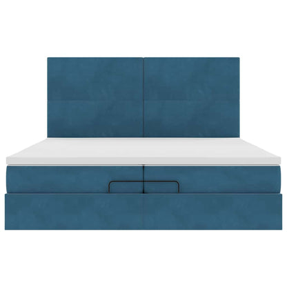 Bed Poef Met Matrassen En Leds Fluweel 200 x 200 cm Donkerblauw