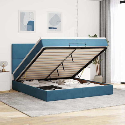 Bed Poef Met Matrassen En Leds Fluweel 200 x 200 cm Donkerblauw