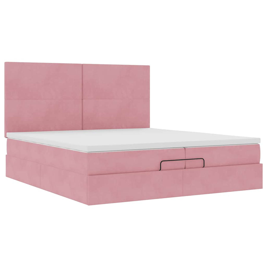 Ottoman bed met matrassen en LED's 200x200cm fluweel roze