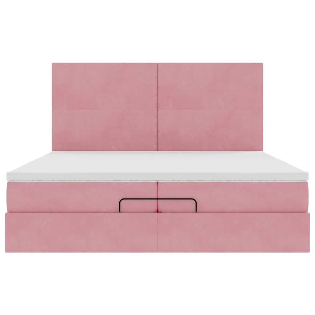 Ottoman bed met matrassen en LED's 200x200cm fluweel roze