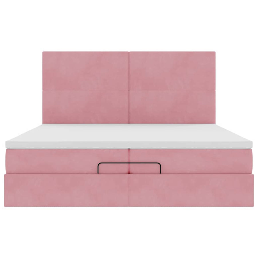 Ottoman bed met matrassen en LED's 200x200cm fluweel roze
