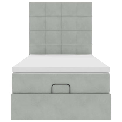 Ottoman bed met matrassen en LED's 80x200cm fluweel lichtgrijs