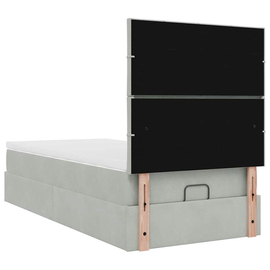 Ottoman bed met matrassen en LED's 80x200cm fluweel lichtgrijs