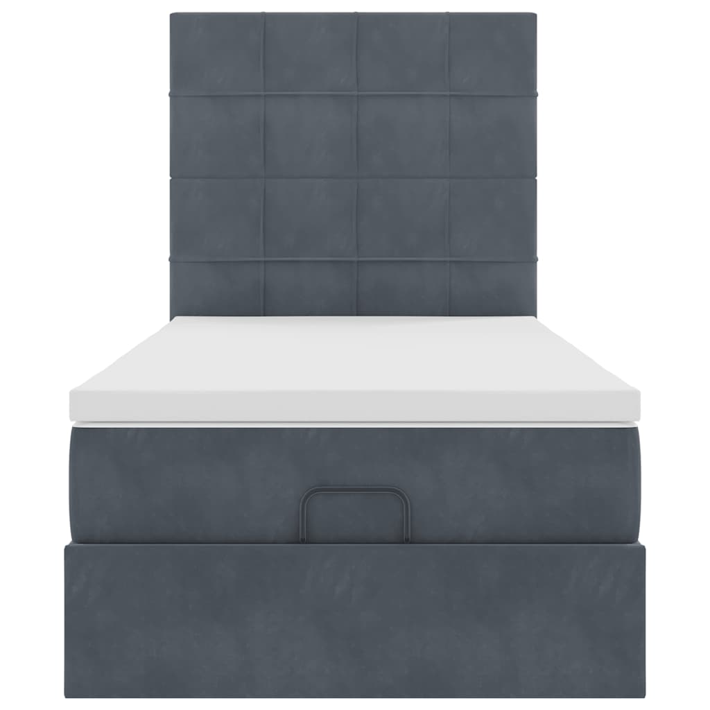 Ottoman bed met matrassen en LED's 80x200cm fluweel donkergrijs