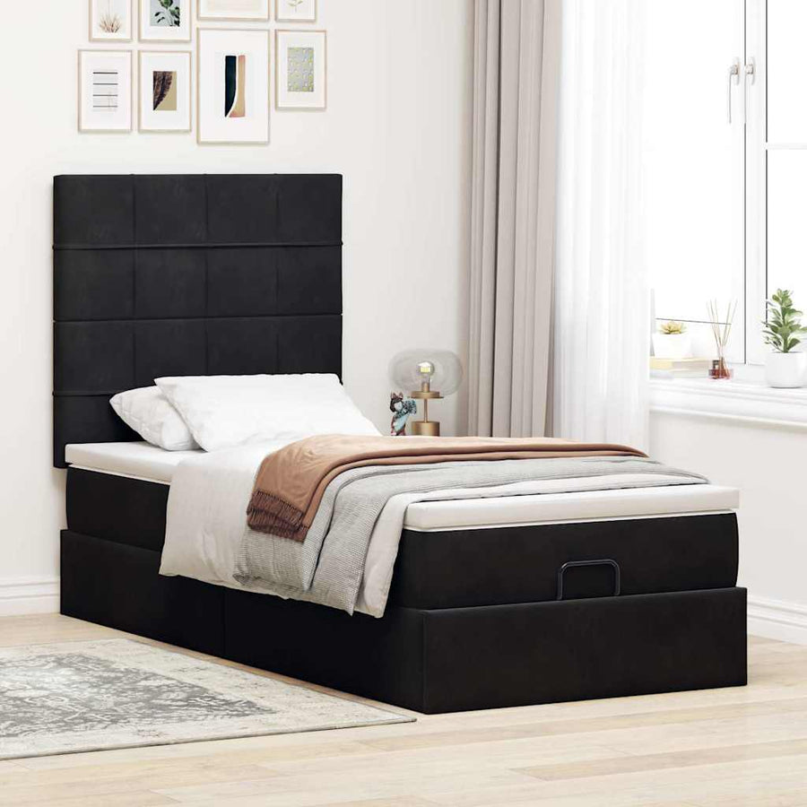 Ottoman bed met matrassen en LED's 80x200cm fluweel zwart