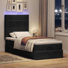 Ottoman bed met matrassen en LED's 80x200cm fluweel zwart