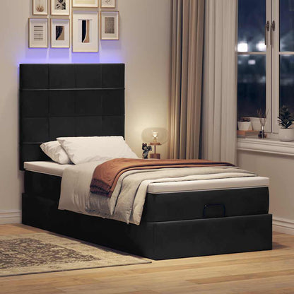 Ottoman bed met matrassen en LED's 80x200cm fluweel zwart
