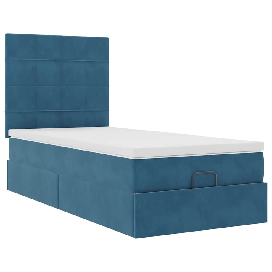 Ottoman bed met matrassen en LED's 80x200cm fluweel donkerblauw