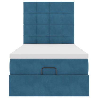 Ottoman bed met matrassen en LED's 80x200cm fluweel donkerblauw