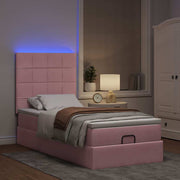 Ottoman bed 80x200 cm fluweel roze