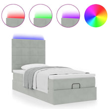 Ottoman bed met matrassen en LED's 90x190cm fluweel lichtgrijs