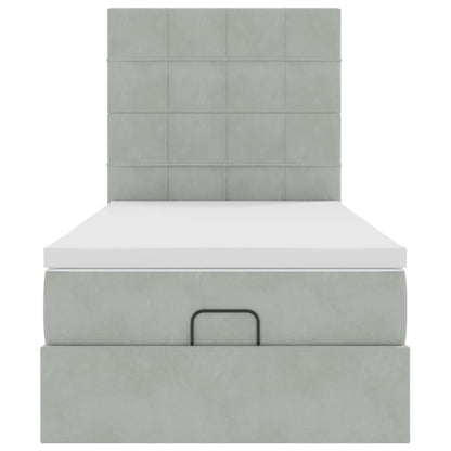 Ottoman bed met matrassen en LED's 90x190cm fluweel lichtgrijs