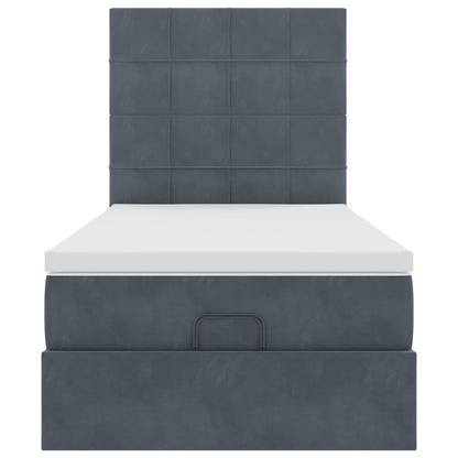 Ottoman bed met matrassen en LED's 90x190cm fluweel donkergrijs