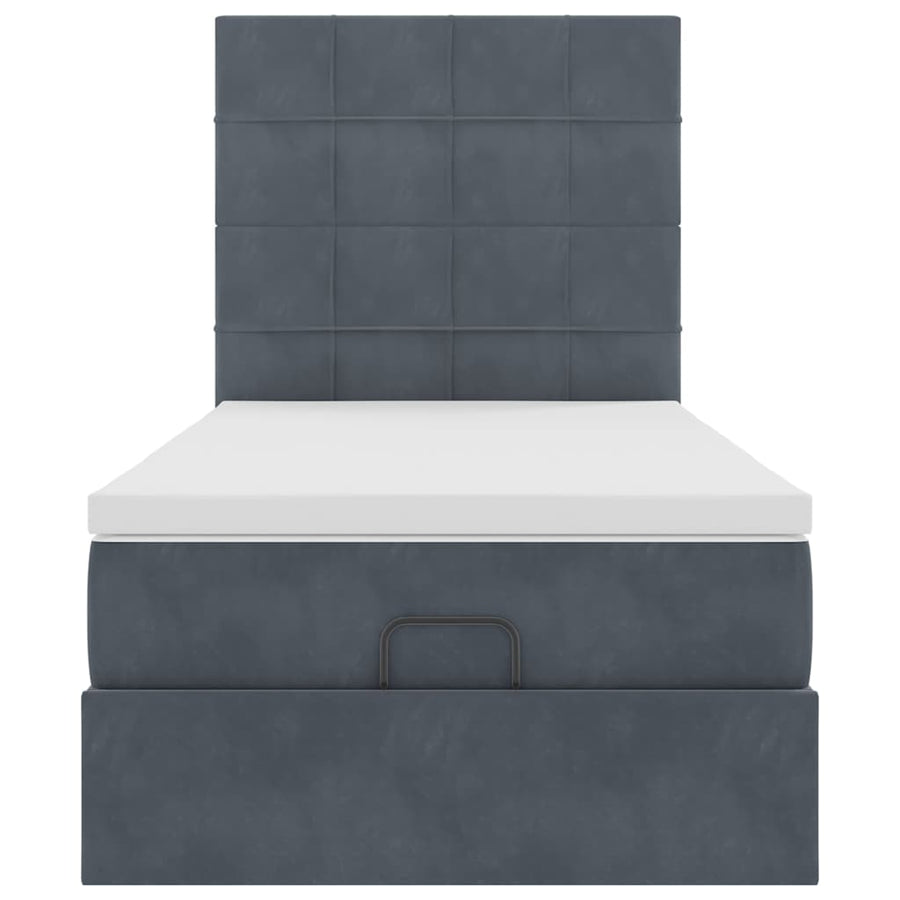 Ottoman bed met matrassen en LED's 90x190cm fluweel donkergrijs