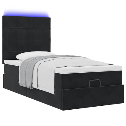 Ottoman bed met matrassen en LED's 90x190cm fluweel zwart