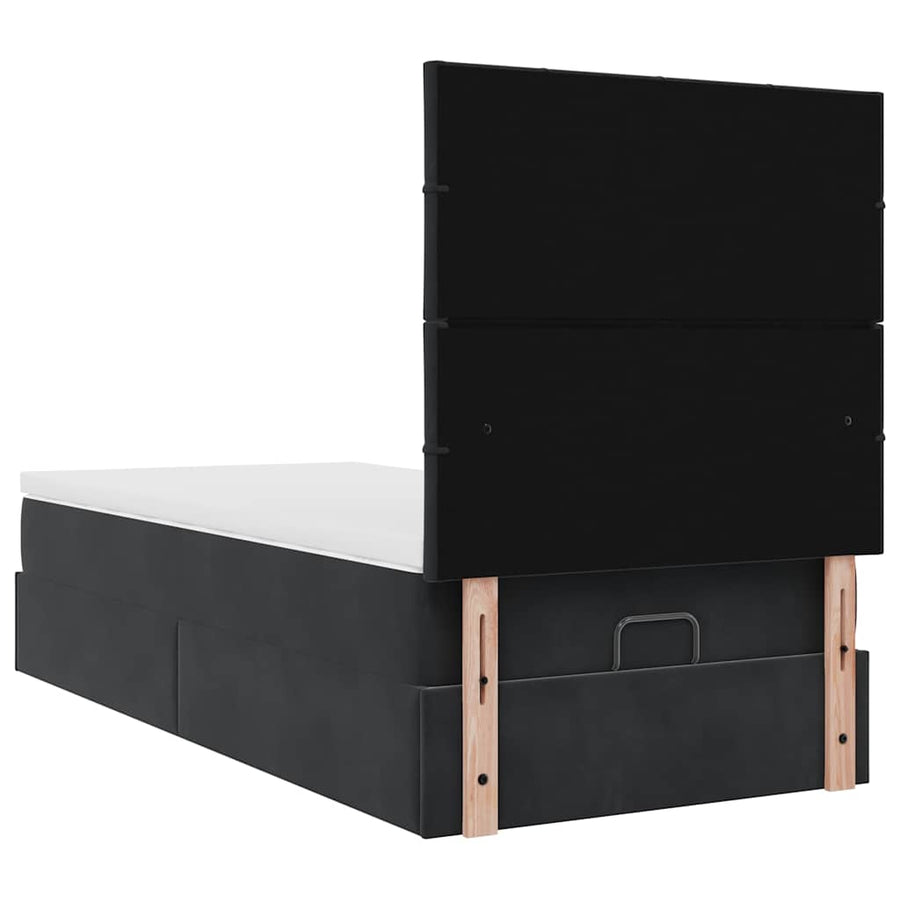 Ottoman bed met matrassen en LED's 90x190cm fluweel zwart