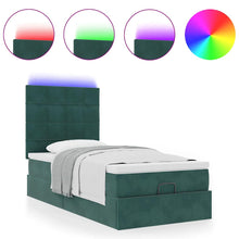 Ottoman bed met matrassen en LED's 90x190cm fluweel donkergroen