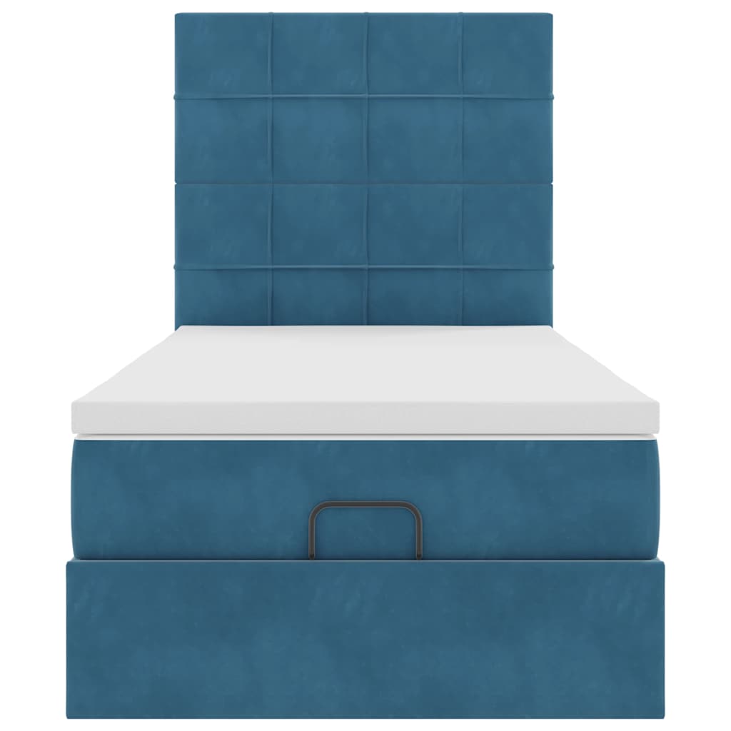 Ottoman bed met matrassen en LED's 90x190cm fluweel donkerblauw