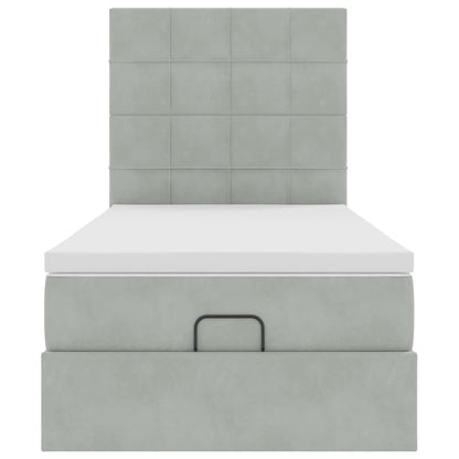 Ottoman bed met matrassen en LED's 90x200cm fluweel lichtgrijs