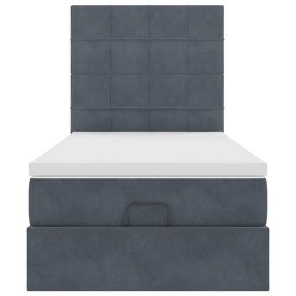 Ottoman bed met matrassen en LED's 90x200cm fluweel donkergrijs