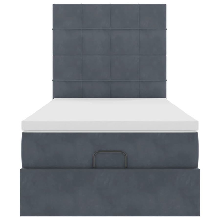 Ottoman bed met matrassen en LED's 90x200cm fluweel donkergrijs
