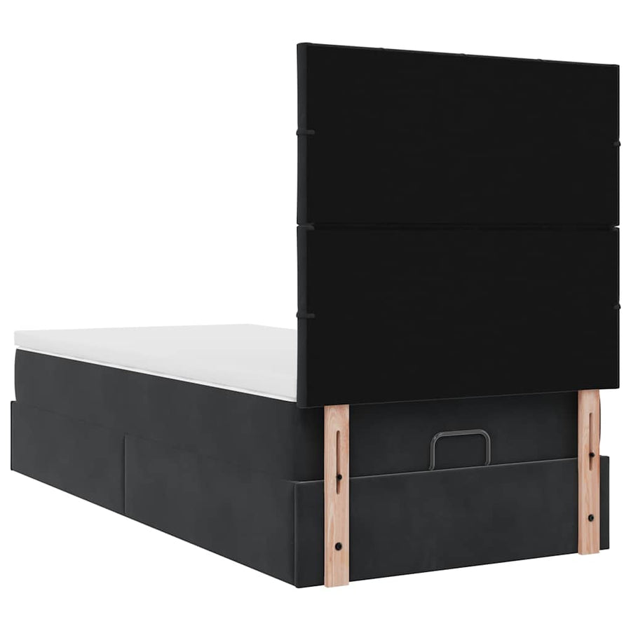 Ottoman bed met matrassen en LED's 90x200cm fluweel zwart