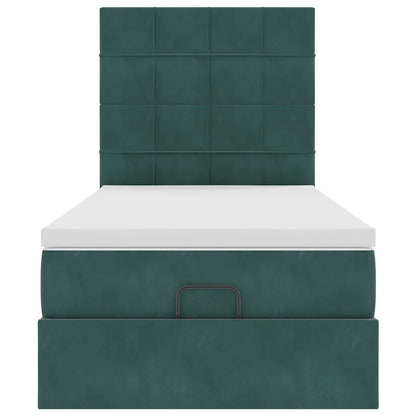 Ottoman bed met matrassen en LED's 90x200cm fluweel donkergroen