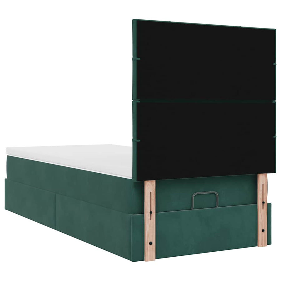 Ottoman bed met matrassen en LED's 90x200cm fluweel donkergroen