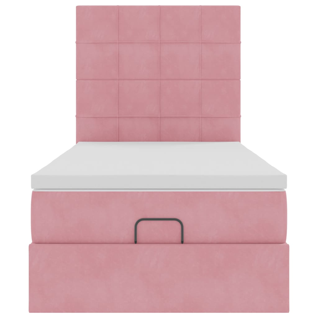 Ottoman Bed Met Matrassen En Led's 90X200Cm Fluweel 90 x 200 cm Roze