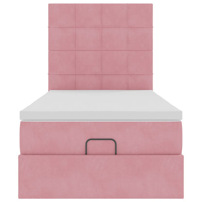 Ottoman Bed Met Matrassen En Led's 90X200Cm Fluweel 90 x 200 cm Roze