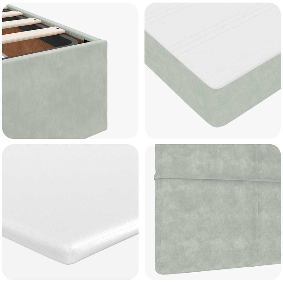 Ottoman bed met matrassen en LED's 100x200cm fluweel lichtgrijs