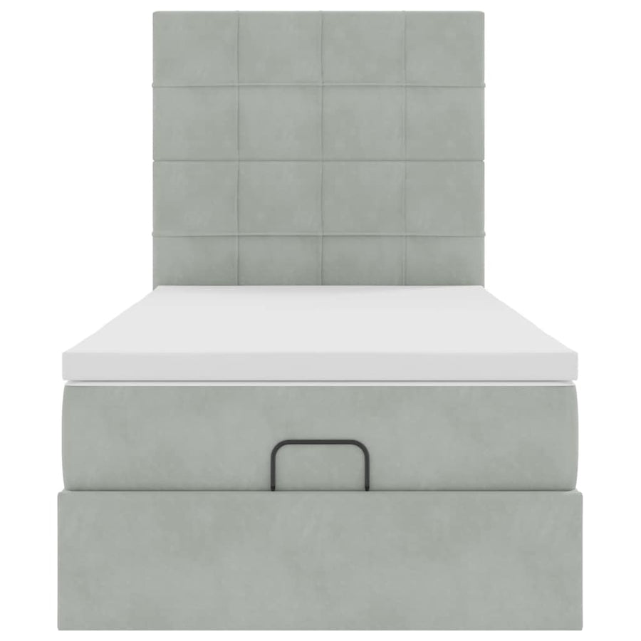 Ottoman bed met matrassen en LED's 100x200cm fluweel lichtgrijs
