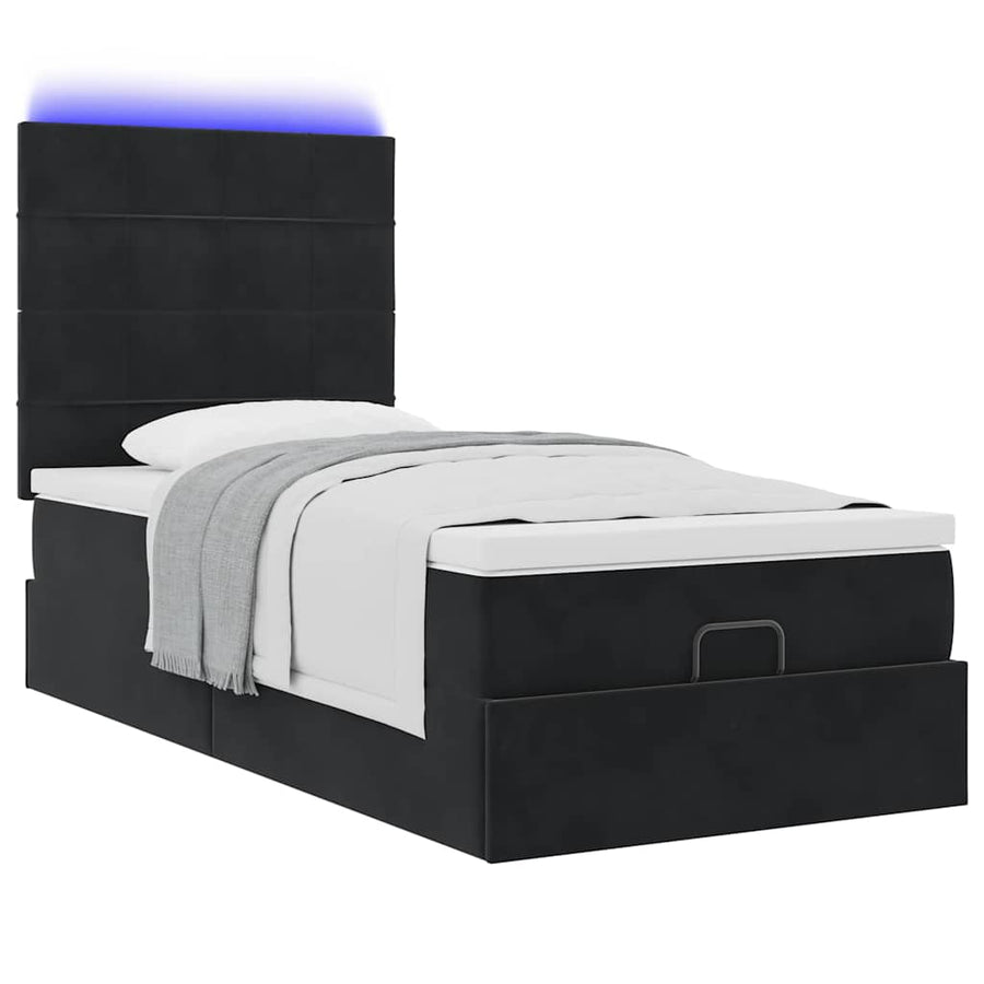 Ottoman bed met matrassen en LED's 100x200cm fluweel zwart