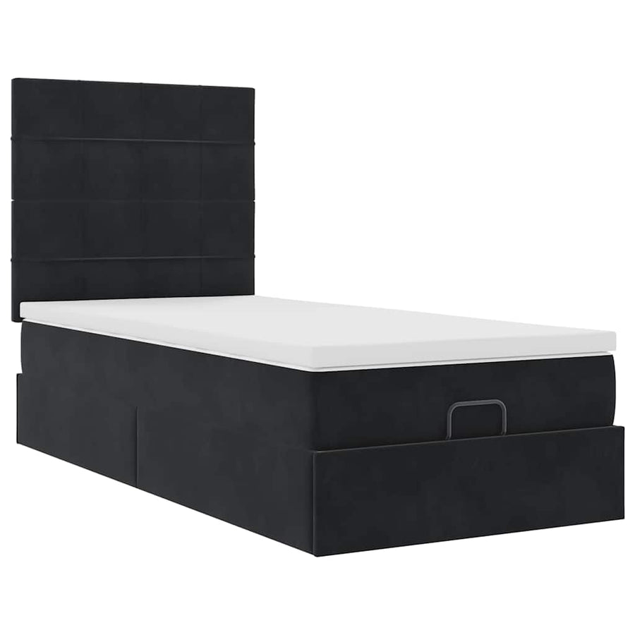 Ottoman bed met matrassen en LED's 100x200cm fluweel zwart