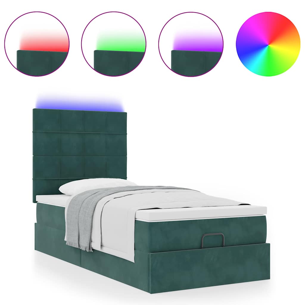 Ottoman bed met matrassen en LED's 100x200cm fluweel