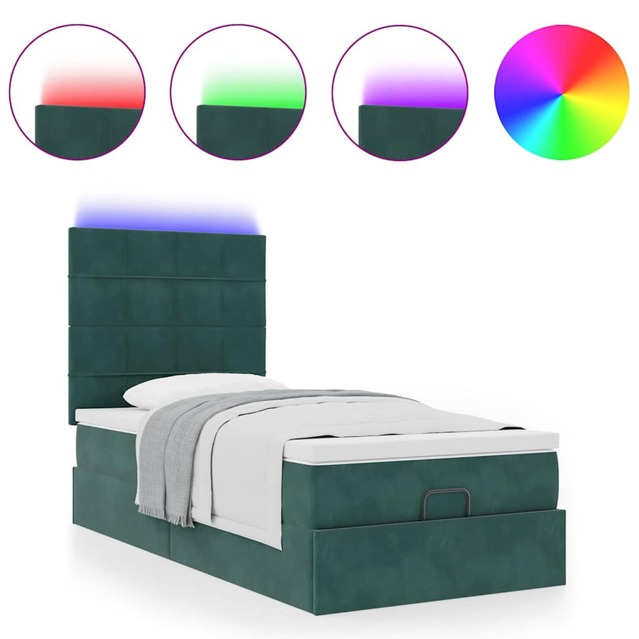 Ottoman bed met matrassen en LED's 100x200cm fluweel