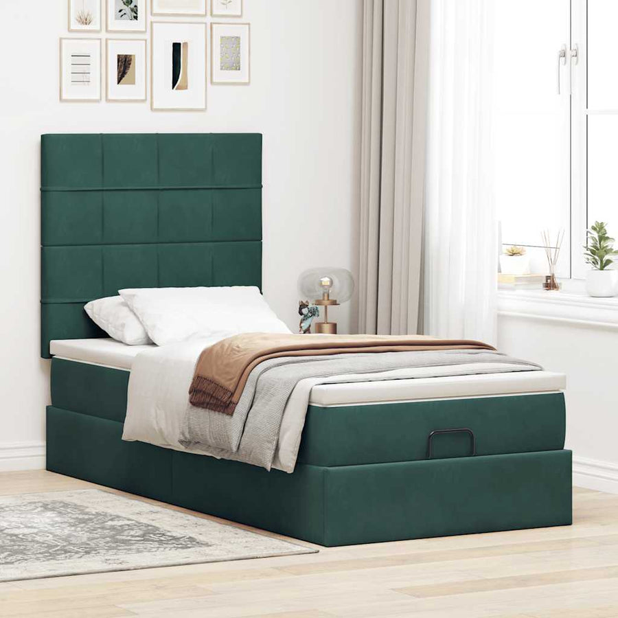Ottoman bed met matrassen en LED's 100x200cm fluweel