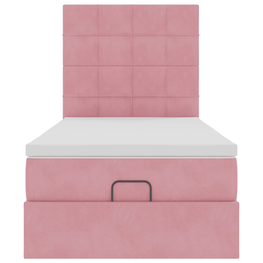 Ottoman bed met matrassen en LED's 100x200cm fluweel roze