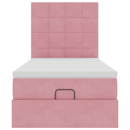 Ottoman bed met matrassen en LED's 100x200cm fluweel roze