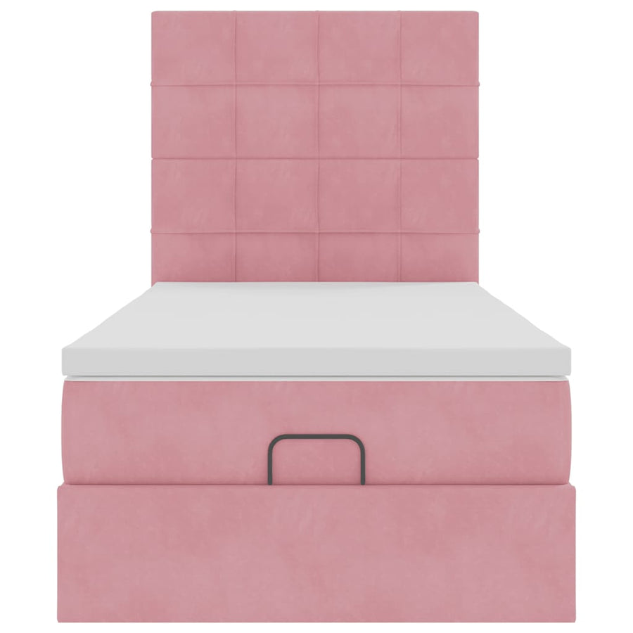 Ottoman bed met matrassen en LED's 100x200cm fluweel roze